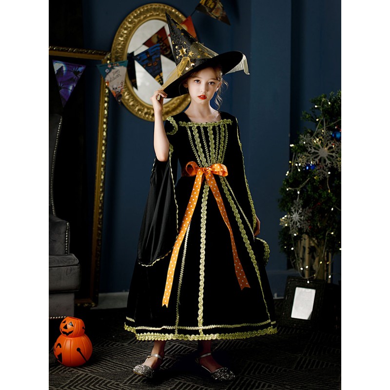 Polyester Fiber Tea Party 3/4 Length Sleeves Polyester Jumpsuit ROCOCO Style Black Kids' Lolita Dresses