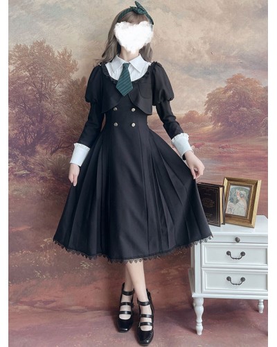 Sweet Lolita Dress Polyester Long Sleeves Ruffles Dress