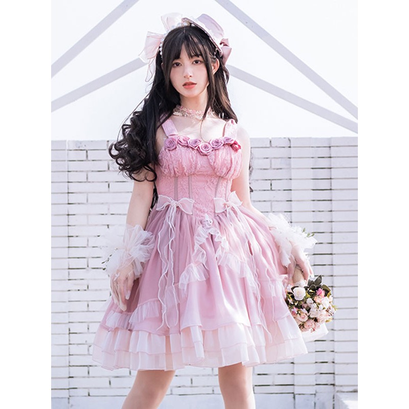 Sweet Lolita Dress Polyester Sleeveless Jumper Dress