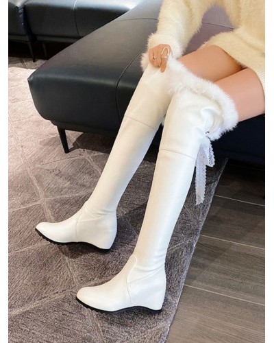 Lolita Boots Faux Fur Lace Tape Lolita Shoes