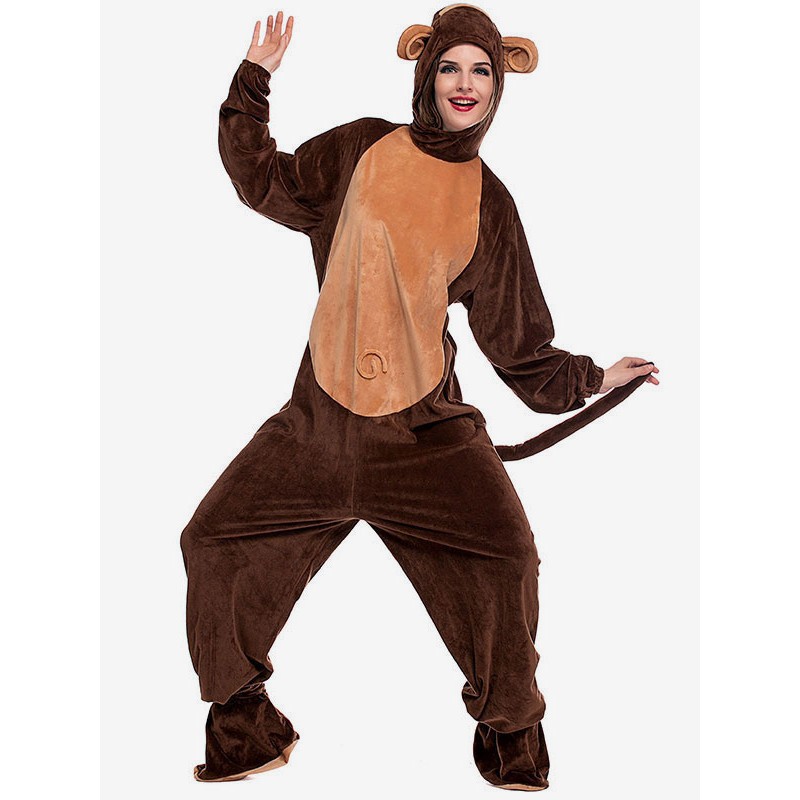 Kigurumi Pajamas Monkey Woman's Velour Shoes Cover Winter Sleepwear Animal Costume Carnival Onesie Pajamas New Year Mardi Gras Christmas Halloween