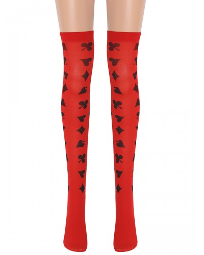 Women Saloon Stockings Red Poke Knee High Socks Carnival Cosplay Costume Accessories Pantyhose  Tights