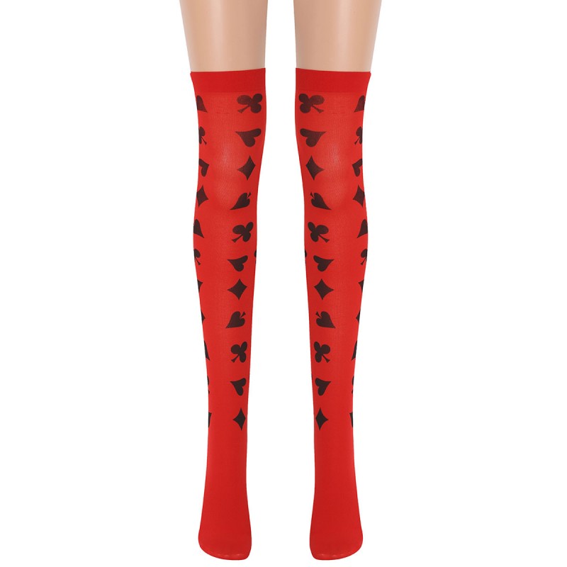 Women Saloon Stockings Red Poke Knee High Socks Carnival Cosplay Costume Accessories Pantyhose  Tights