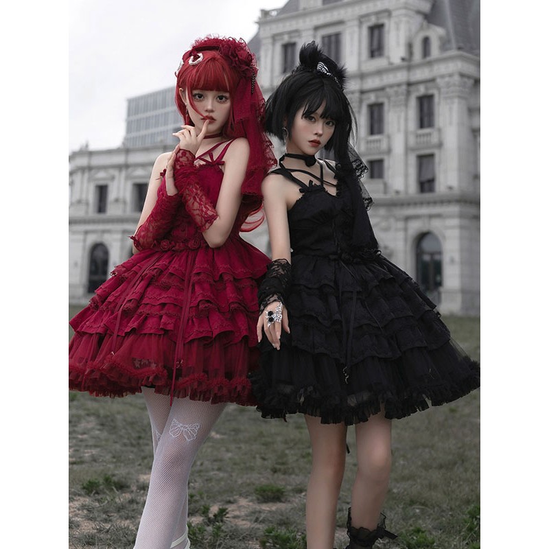 Gothic Lolita Dresses Bows Ruffles Burgundy