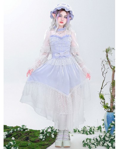 Lolita SK Lavender Lace Ruffles Lolita Skirts Sweet Spring Summer Fall