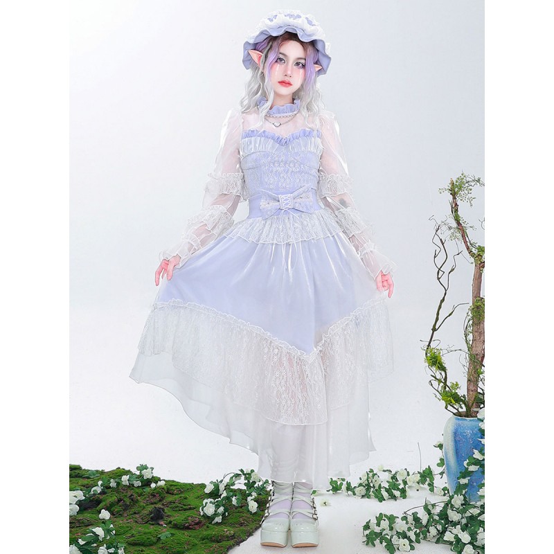 Lolita SK Lavender Lace Ruffles Lolita Skirts Sweet Spring Summer Fall