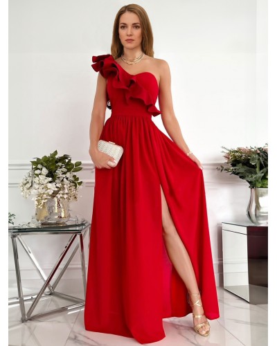 Women One-Shoulder Dress Sleeveless Low-slit Long Dress Maxi Summer