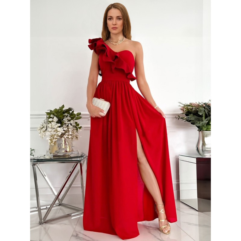 Women One-Shoulder Dress Sleeveless Low-slit Long Dress Maxi Summer