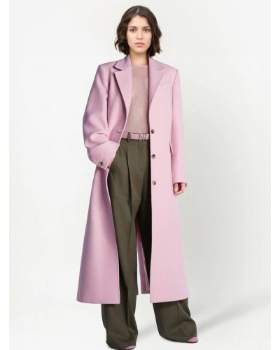 Pink Lapel Outerwear Long Sleeves Elegant Vintage Fall Spring Coats Chic  Modern