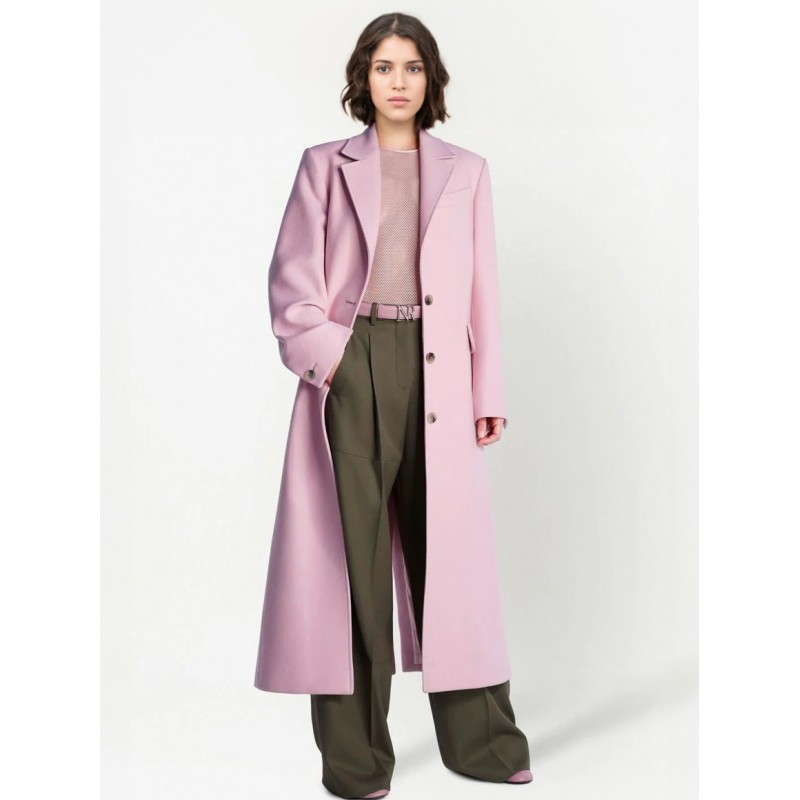 Pink Lapel Outerwear Long Sleeves Elegant Vintage Fall Spring Coats Chic  Modern