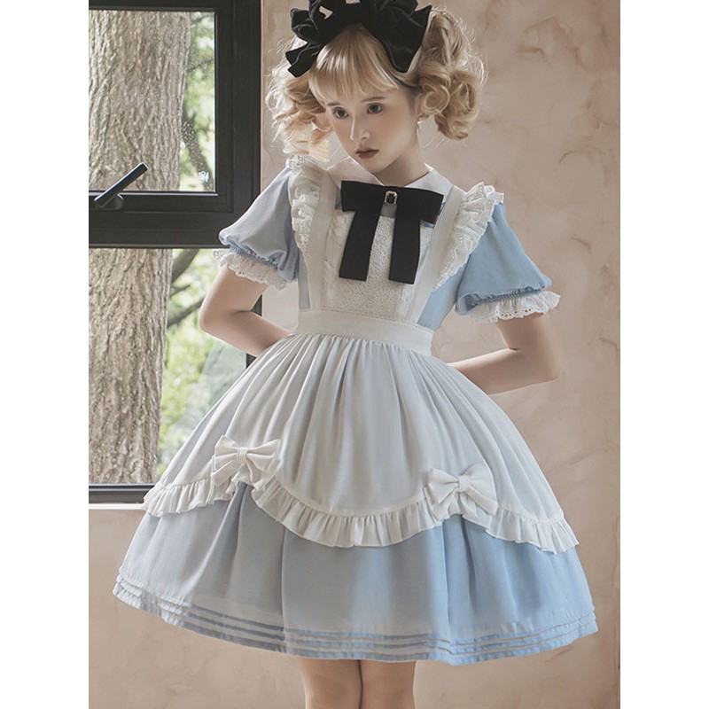 Sweet Lolita Dress Polyester Short Sleeves Lolita Dress