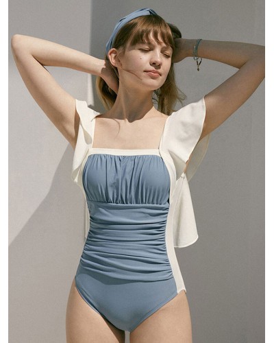 Blue Lolita Outfits Ruffles Sleeveless Jumpsuit Swimsuit Sets Daily Casual