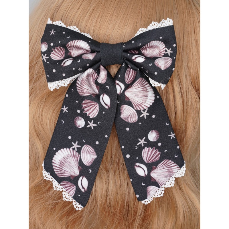 Sweet Lolita Headdress Black Polyester Fiber Bows Lolita Hair Accessories Head Flower