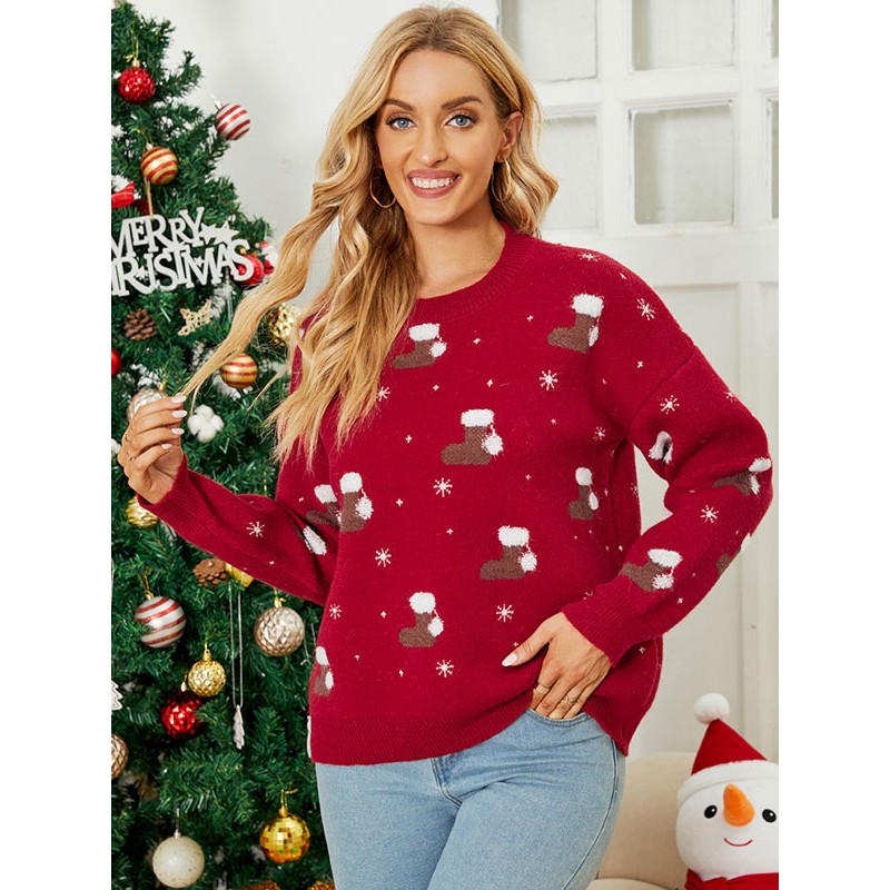 Women Christmas Pullover Sweater 2023 Knitted Tops Winter