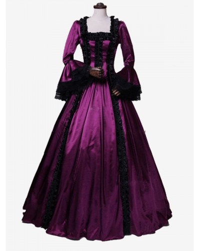 Women Purple Costumes Lace Polyester Dress 's Marie Antoinette Costume Masquerade Ball Gown Tunic Royal Retro