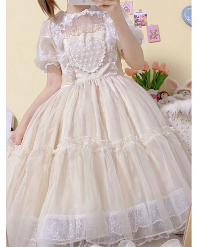 Sweet Lolita Dress Polyester Short Sleeves Dress Sweet