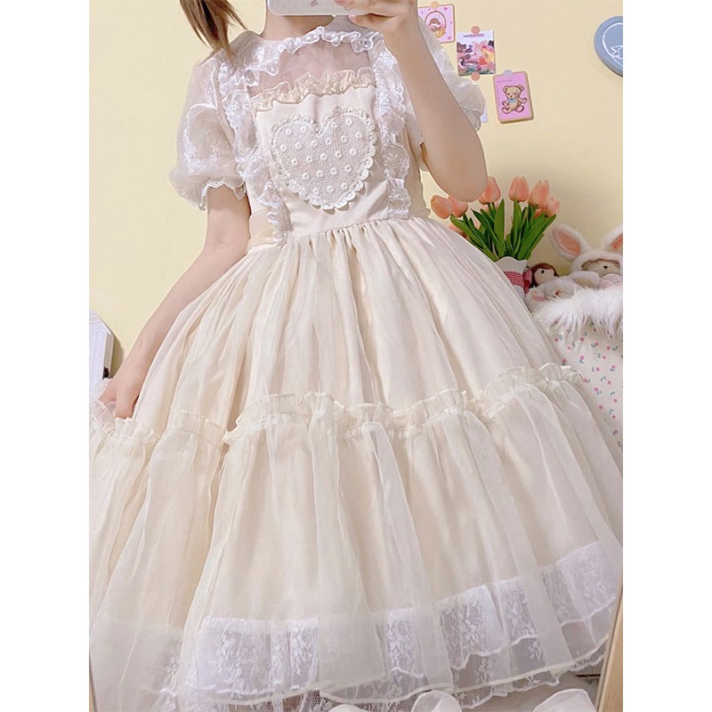 Sweet Lolita Dress Polyester Short Sleeves Dress Sweet