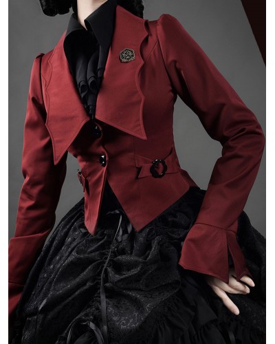 Lolita Coats Red Lace Up Polyester Overcoat Coat Lolita Outwears Steampunk Gothic Spring Summer Fall Winter