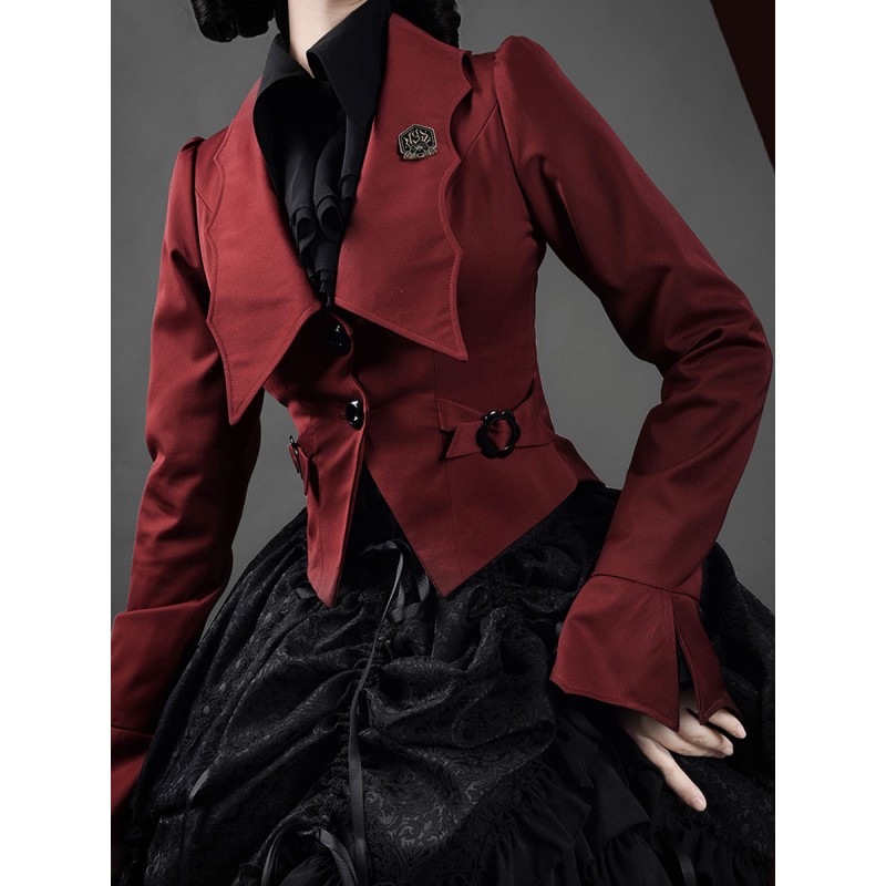 Lolita Coats Red Lace Up Polyester Overcoat Coat Lolita Outwears Steampunk Gothic Spring Summer Fall Winter