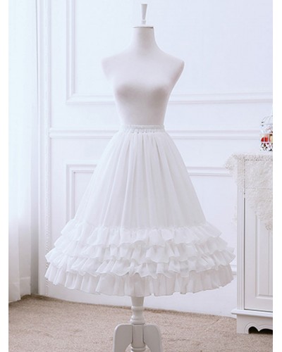 Chiffon Lolita Skirt Bow Ruffle White Lolitapetticoat Bottoms Daily Casual Tea Party