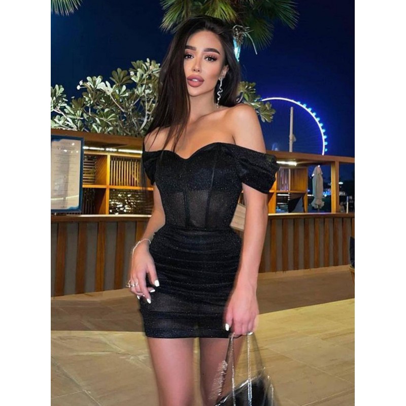 Birthday Bodycon Dresses Black Straps Neck Sleeveless Pencil Dress Sexy Rave Club Night Out