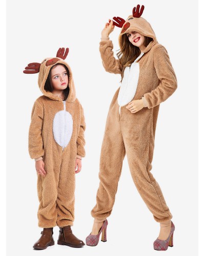 Unisex Onesie Kigurumi Pajamas Christmas Reindeer Kid Kigurumi Costumes Jumpsuit Fall Winter