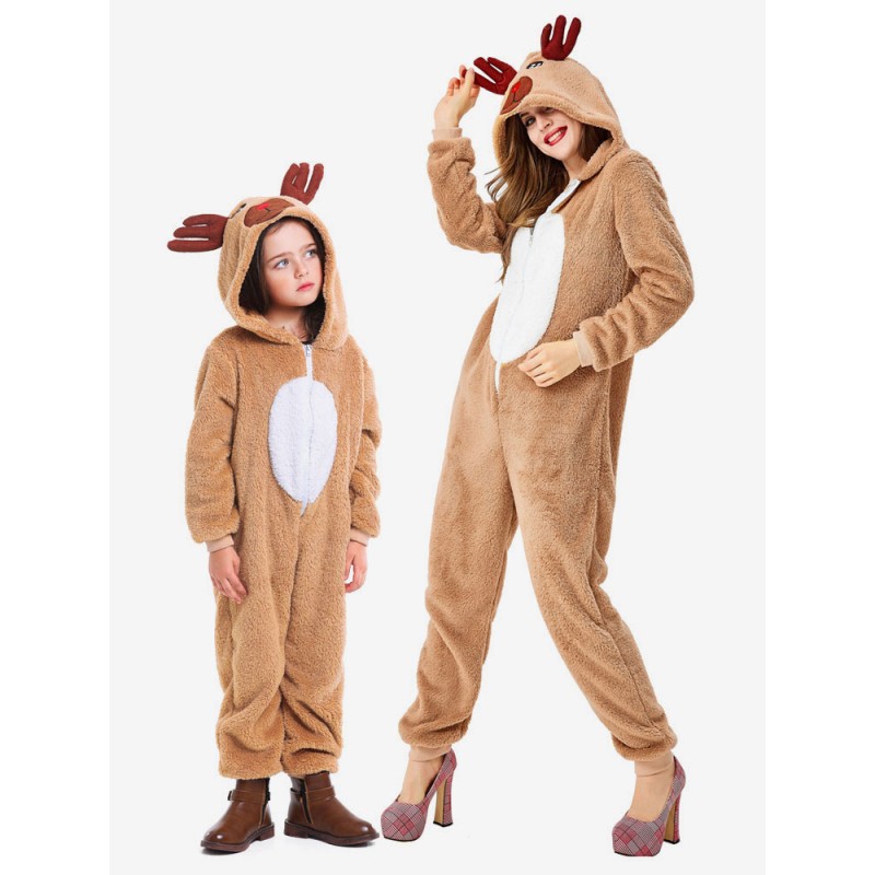 Unisex Onesie Kigurumi Pajamas Christmas Reindeer Kid Kigurumi Costumes Jumpsuit Fall Winter