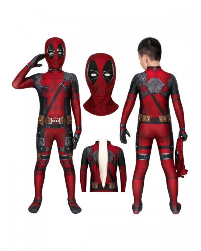 Marvel Comics Deadpool Jumpsuit Kid Zentai Cosplay Costume Carnival Halloween Catsuits  Zentai