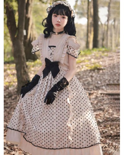 Lolita Dress Short Sleeves Bows Dress Sweet Spring Summer Fall