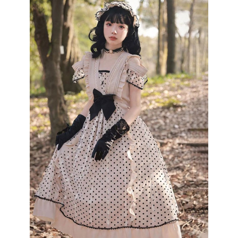 Lolita Dress Short Sleeves Bows Dress Sweet Spring Summer Fall