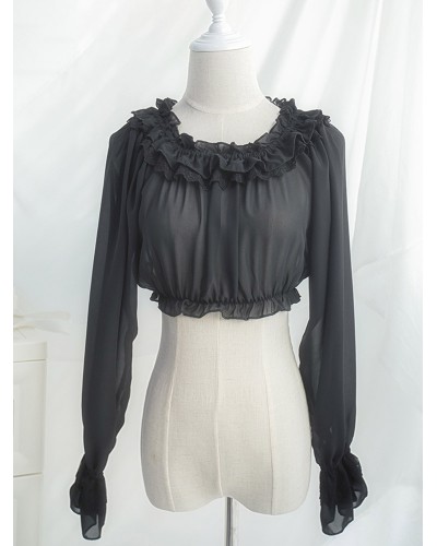 Classic Lolita Top Ruffle Chiffon Lolita Blouse Spring Summer