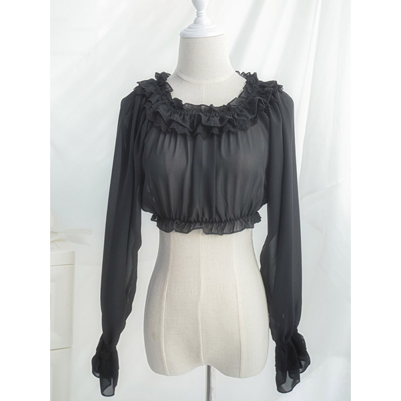 Classic Lolita Top Ruffle Chiffon Lolita Blouse Spring Summer