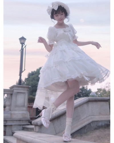 Sweet Lolita Dress Polyester Short Sleeves Dress