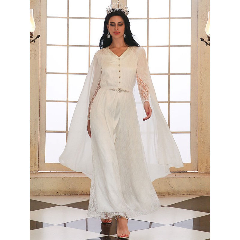 V-Neck Dress Long Sleeves Casual Oversized Floor Length Dress Maxi Party