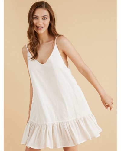 Women Oversized Dress White Beach Dress Ruffle Slip Dress Classic  Traditional Summer