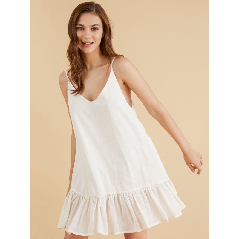 Women Oversized Dress White Beach Dress Ruffle Slip Dress Classic  Traditional Summer