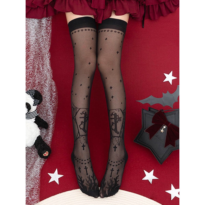 Lolita Stocking Black Accessory Polyester Lace Lolita Accessories Gothic Daily Casual