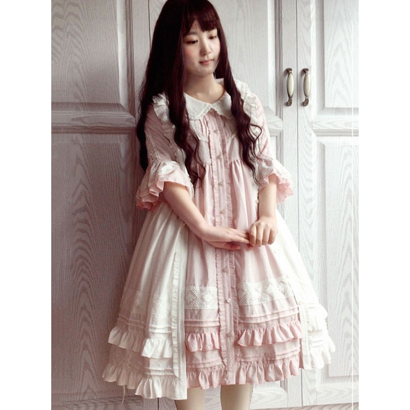 Lolita Cover Ups V Neck Sleeveless Lace Ruffles White Lolita Cover Up Sets Sweet Tea Party