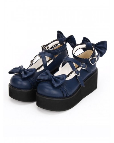 Gothic Lolita Shoes Cross Bows Platform Lolita Shoes Ankle Strap Lolita Platform Heels Shoes