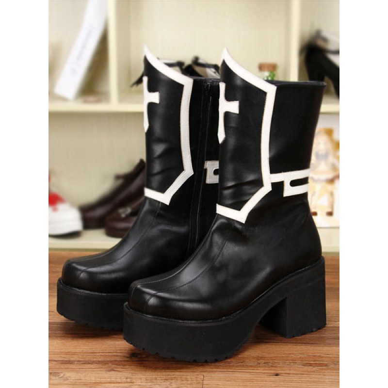 Gothic Lolita Boots Black Punk Cross Platform Chunky Heel Round Toe Lolita Short Boots Halloween