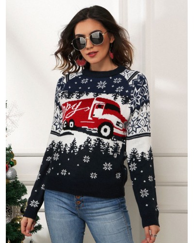 Women 's Pullover Sweater 2023 Christmas Knit Tops Classic  Traditional Casual Spring Fall Winter