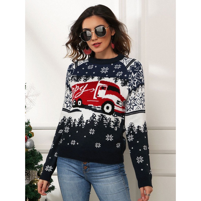 Women 's Pullover Sweater 2023 Christmas Knit Tops Classic  Traditional Casual Spring Fall Winter