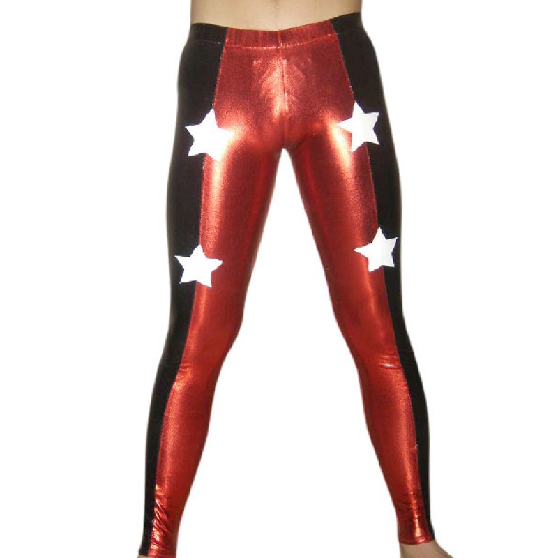 Red And Black Shiny Metallic Pants