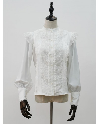 Lolita Blouses White Long Sleeves Polyester Sweet Lolita Shirt Tops Daily Casual