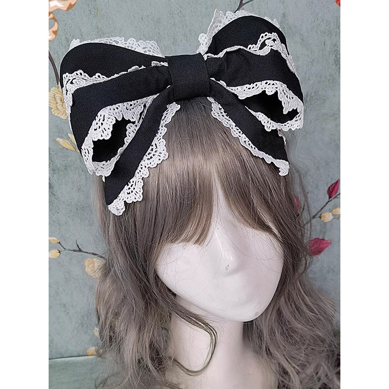 Style Lolita Accessories Infanta Black Lace Ruffles Headwear Polyester Miscellaneous Sweet ROCOCO