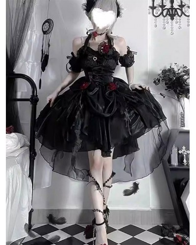 Gothic Lolita Dresses Ruffles Bows Black Ecru White