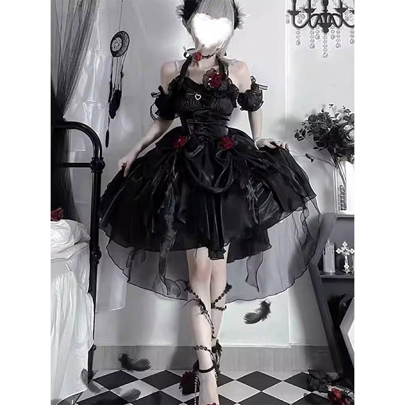 Gothic Lolita Dresses Ruffles Bows Black Ecru White