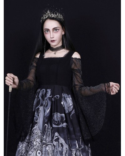 Lolita Lolita Top Black Long Sleeves Lace Lolita Shirt Blouses Steampunk Gothic Daily Casual Tea Party