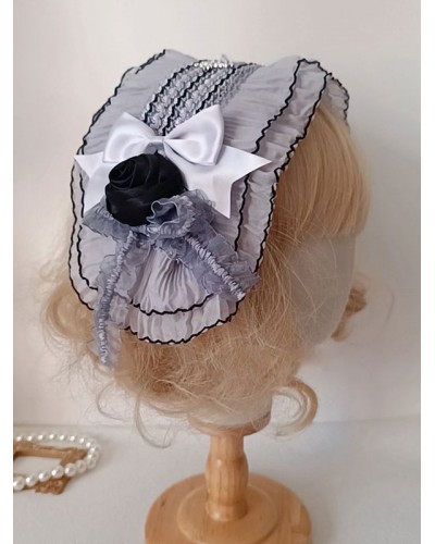 Lolita Accessories Gray Ruffles Bows Flowers Polyester Headwear Miscellaneous Hairband Sweet ROCOCO Daily Casual Tea Party