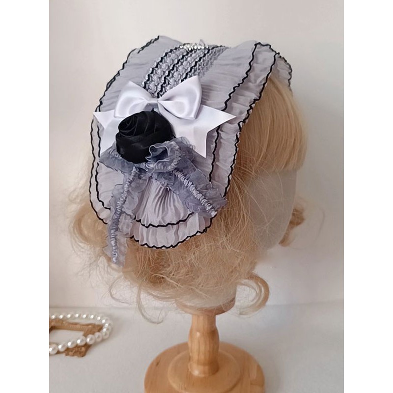 Lolita Accessories Gray Ruffles Bows Flowers Polyester Headwear Miscellaneous Hairband Sweet ROCOCO Daily Casual Tea Party